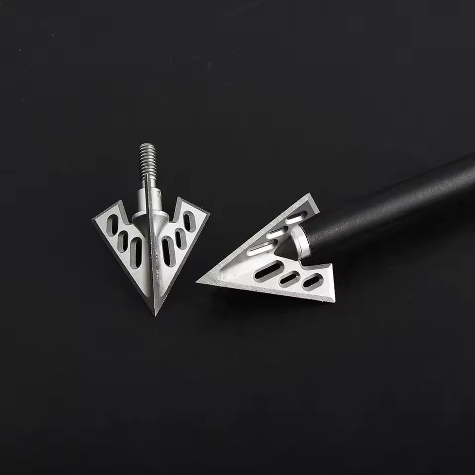 10pcs 100Grain Hunting Broadhead Archery Blade Arrowheads Bow Shooting Aluminum Point Screw in Point Silver Aluminum Alloy