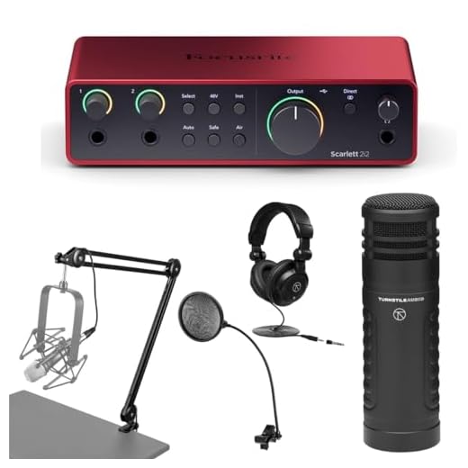 Focusrite Scarlett 2i2 3rd Gen Audio Interface, Bundled with: H&A Surfur Microphone, Samson Boom Arm Stand, TAPH100 Headphones, Pop Filter & 2 XLR Cables