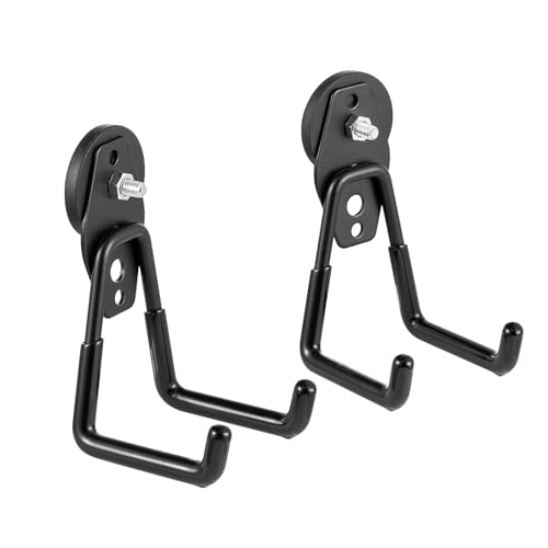 Yuzita Two Pieces Heavy Duty Large Garage Magnet Hooks, Strong Storage Utility Magnetic Hooks with Anti-Slip Coating for Indoor & Outdoor Hanging (Black)