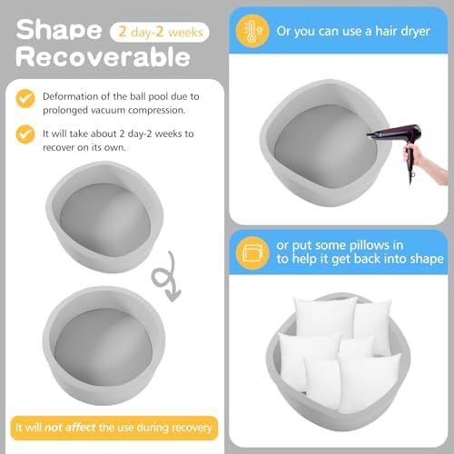 SHJADE Foam Ball Pit, 35.4"x 11.8" Ball Pits for Toddlers-Grey — view 3