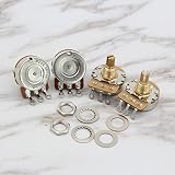 FLEOR Krótkie mosiężne doniczki sterujące wałem A250K potencjometry STżkowe audio, 24 Spline Split Shaft D3/20.3 cm do regulacji głośności gitary elektrycznej, 2 sztuki