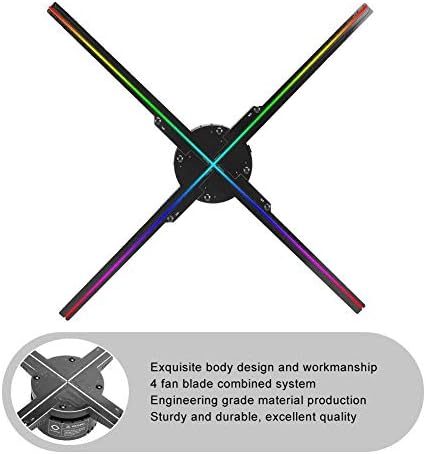 3D Projection Advertising Machine, HD 3D 616PCS 56CM 4 Fan Blade Fan 3D Hologram, 1600x616 LED Rotary Images Multifunctional Hologram Projector, 3d Hologram Projector