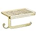 ThinkTop Antique Carving Toilet Roll Paper Holder with Phone Shelf Wall Mounted Bathroom Paper Rack and Hook-Gold
