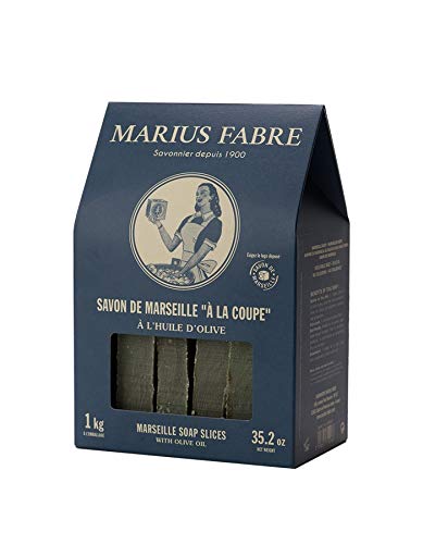 Marius Fabre Olive Soap Marsiglia Soap in fette – 1 kg in scatola retrò Unscented
