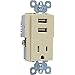 Pass & Seymour TM8USBICC6 USB Charger Combo With Tamper-Resistant Receptacle, Ivory, 15-Amp - Quantity 6