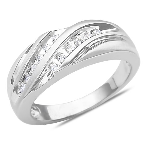 Men's 1/4CTTE Diamond Wedding Band in 10k White Gold