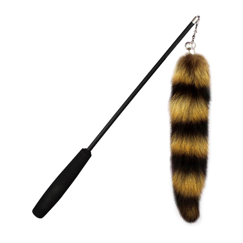 DONGKER Retractable Cat Wand Toy,Cats Interactive Kitten Fox Fur Feather Toys w/15-38" Retractable Fishing Pole for Indoor Outdoor Cats Funny Exercise