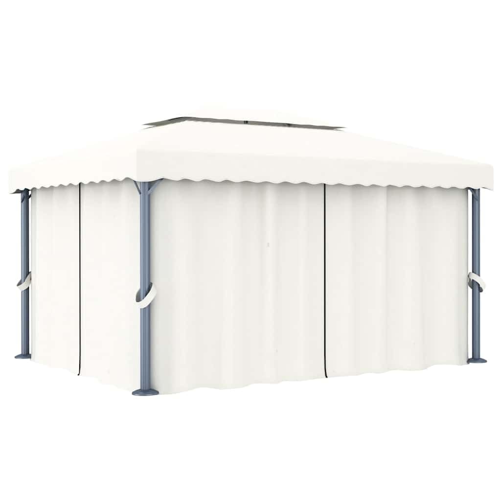 Altana Ogrodowa 4x3 m Kremowa Aluminiowa z Zasłonami
