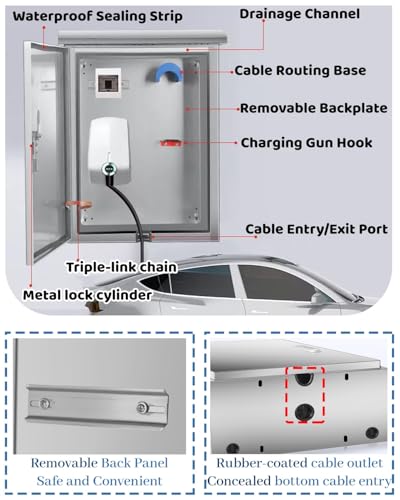 Boîtier chargeur véhicule électrique étanche avec support de câble - 6