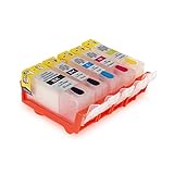 Durable et robuste Accessoires d\'imprimante Couleurs PGI-520 CLI-521 Cartouches d\'encre Rechargeables compatibles avec Compatible pour Canon Pixma IP3600 IP4600 MP540 MP620 MP630 MP980 MX860 MX870 avec puces