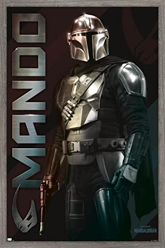 Trends International Star Wars: The Mandalorian - Name Wall Poster, 22.375" x 34", Barnwood Framed Version