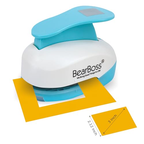 BearBoss 2.12 Inch Square Punch, Hole Punch Shapes, Corner to Corner 3 Inch Paper Punch Set for Scrapbooking Festival Paper Greeting Card DIY Albums Photos