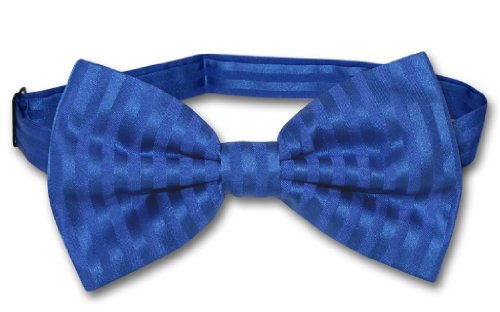 Vesuvio Napoli BOWTie ROYAL BLUE Color Striped Vertical Stripes Men's Bow Tie