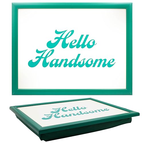 The Leonardo Collection His N Hers Christmas Hello Handsome Laptray para Servir Alimentos y desayunos, cómodas bandejas de Regazo con cojín de puf, bandejas duraderas para Comer en el Regazo para