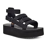 TEVA Women's Flatform Mevia Adjustable Quick-Drying Casual Sandals, Black, 9