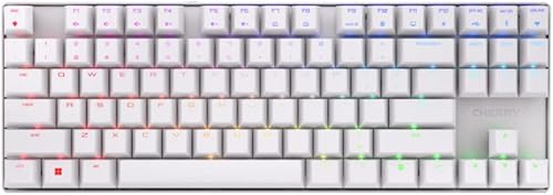 Cherry Teclado inalámbrico MX 8.2 TKL para juegos. TenKeyless compacto. Teclas mecánicas con retroiluminación RGB de 87 teclas, teclas ABS.