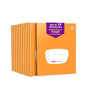 TARGET PUBLICATIONS Medium Square Maths Note Books for School Kids | 76 Pages 155 x 19 cm Hard Cover with Label | Maths Notebook with Fun Activity | Square Notebooks Set of 18