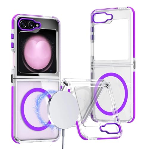 Coque acrylique antichoc Z Flip 6 transparente aux finitions violettes