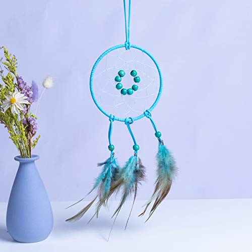 Diy Dream Catcher Beginner Kit, Making Dream Catcher Supplies Include Metal Hoop, Feathers, Faux Suede Cord, Thread, Wood Beads (Sky Blue) #TOP5