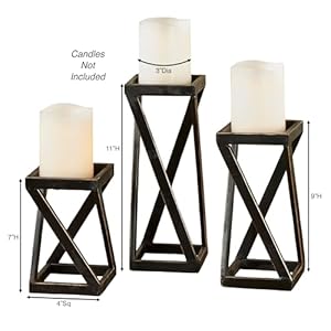 Touch of Class Mylle Geometric Black Metal Candleholders Set of Three - Small, Medium, Large Sizes - Modern Pillar Candle Display - Prismatic Twisting Square Design - Modern Element for Home Touch of Class Mylle Geometric Black Metal Candleholders Set of Three Small Medium Large Sizes Modern Pillar Candle Display Prismatic Twisting Square Design Modern Element for Home