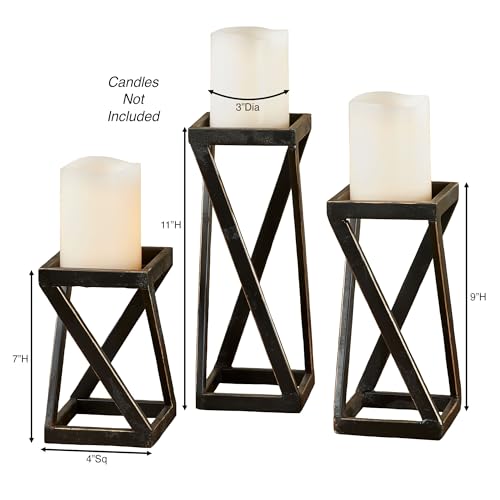 Touch-of-Class-Mylle-Geometric-Black-Metal-Candleholders-Set-of-Three-Small-Medium-Large-Sizes-Modern-Pillar-Candle-Display-Prismatic-Twisting-Square-Design-Modern-Element-for-Home Touch of Class Mylle Geometric Black Metal Candleholders Set of Three Small Medium Large Sizes Modern Pillar Candle Display Prismatic Twisting Square Design Modern Element for Home