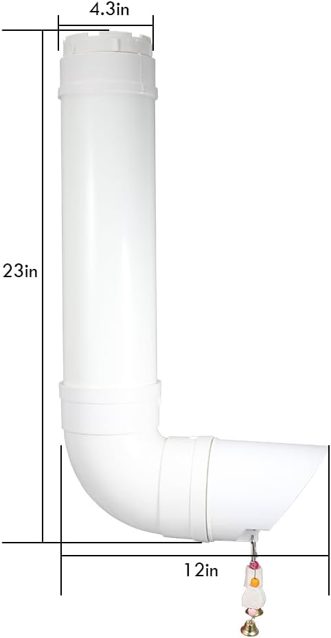 Kalakey Automatic Chicken Feeder, Hanging PVC Tube Chicken Coop Feeder with Chew Toy Bell, Holds 6lbs Feed for Hens Chicks, Grit and Oyster Shell Feeder