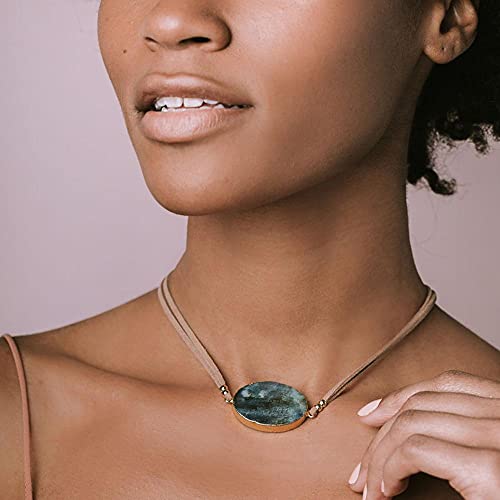 Scout Curated Wears - Women's Suede & Stone Wrap Bracelet/Necklace - Rose Quartz/Silver #TOP3