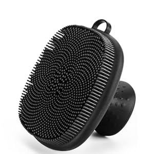 Face Scrubber, SANLESS Premium Silicone Face Scrubber Handheld Facial Cleansing Brush Skin Care Tools Body Scrubber Waterproof Face Brushes for Men Women Exfoliating, Black