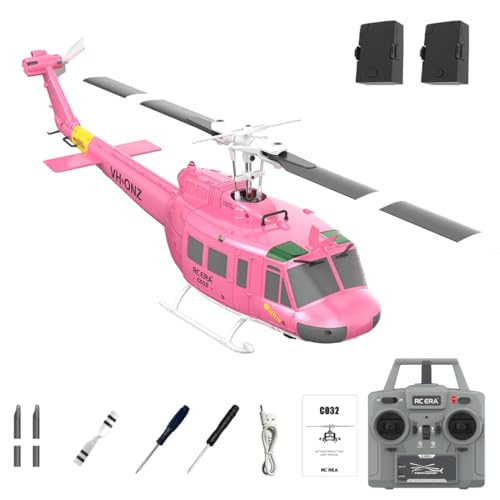 RC ERA C032 UH-1 Huey RC Helicóptero - 2.4GHz RC Helicóptero Modelo 6CH Gyro estabilizado Flybarless, avión RC de alta precisión para adultos principiantes (2 baterías)