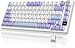 ATTACK SHARK ajazz AK820 Pro Teclado Mecânico Sem Fio Hot Swappable TFT Display & Botão RGB Backlit BT 5.1/2.4Ghz / Tipo-C Junta-Montado Teclado Personalizado para PC/Win (Roxo/Peixe Switch)