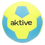 AKTIVE Balón de fútbol PVC, 320-340 Gramos, D22 cm, Talla 5, Color Amarillo fosforito y Azul, Resistente y Duradero, óptimo para Entrenamiento al Aire Libre, Deportes, Pelota, Balones Futbol (54206)