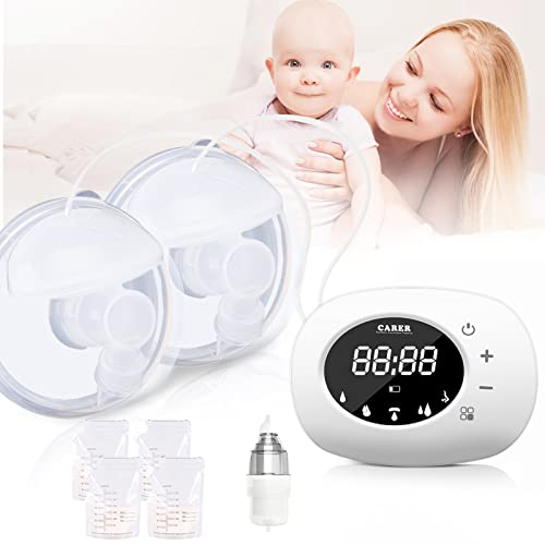Tire-lait électrique Double, Tire-Lait Électrique Mains Libres Rechargeable Portable avec Aspirateur Nasal pour Bébé, une Aspiration et un Massage Indolores, 5 modes et 7 niveaux (24 mm/28 mm) Cover