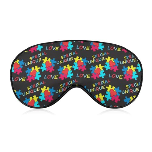 Mascarilla doble para los ojos con motivo puzzle coloré, diseñada para sensibilizador al autismo, ideal para juegos infantiles, color negro.