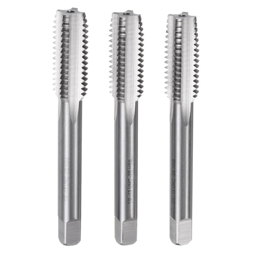 Uxcell A24042300UX0972 3Pcs Hand Tap Set, 1/2-13 Unc Taper/Plug/Bottom Thread Screw Taps cover