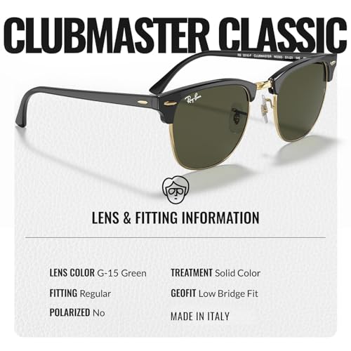 Ray-Ban RB3016F CLUBMASTER Square Shaped Sunglasses for Men & Women with Official RAYBAN Eyewear Kit4