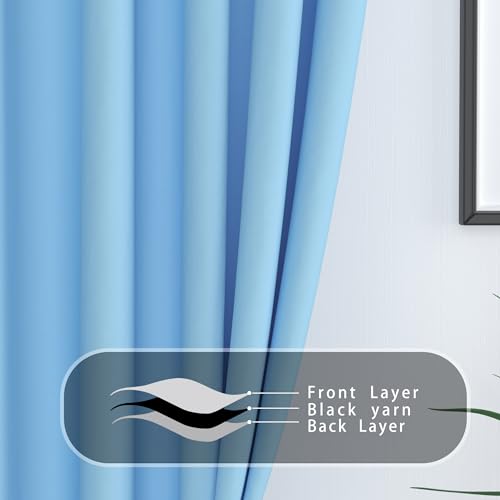 Sky Blue Tier Curtains 24 inch Room Darkening Kitchen Window Curtains Over Sink Boys Room Bathroom Short Curtain Triple Weave Small Basement Cafe Curtains Half Window Treatment Set 2 Panels Rod Pocket by UPOPO - Image 4