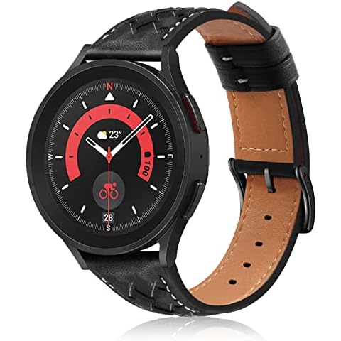 BMINEN Galaxy Watch 5 Band, Galaxy Watch 5 Pro Band, 20mm Leather Watch Band for Samsung Galaxy Watches, Genuine Leather Strap for Women Men Cover