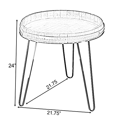 Vintiquewise Wooden Wine Barrel Head End Table Accent Coffee Table