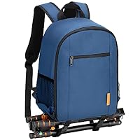 TARION Camera Backpack Waterproof Case Bag with Laptop Compartment Tripod Holder and Rain Cover for DSLR SLR Camera Lens Flash Accessories Blue