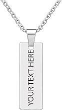 WolkomHome Personalized Stainless Steel Bar Pendant Chain With Your name. Highly Polished 1 side Engraving Customized Adjustable Chains for Women