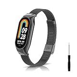KeeFos Correa Compatible con Xiaomi Mi Band 8/Xiaomi Smart Band 8, Malla Banda de Repuesto Correa de Metal para Xiaomi Mi Band 8/Xiaomi Smart Band 8 -...