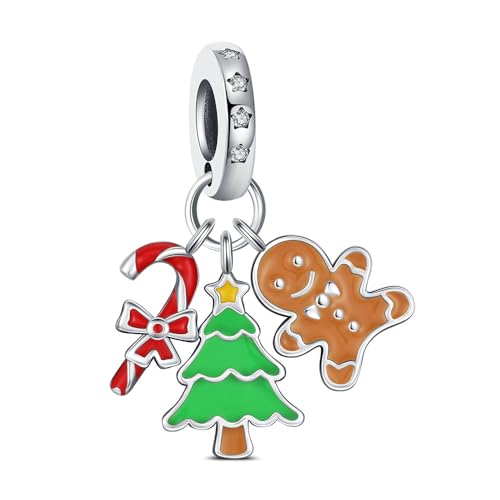 KEQ Weihnachten Charm Anhänger für Damen Armbänder und Halskette 925 Sterling Silber Weihnachtswichtel Charms für Frauen Beaded Charms Europäische Armbänder Geburtstagsgeschenke