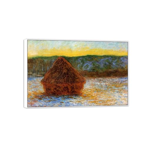 Peinture Claude Monet Dégel Effet de Soleil Toile Paysage Lumineux pour Décoration Salon