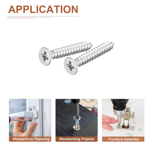 Image of DTGN 200Pcs #4x3 /4 Flat Head Wood Screws, 304 Stainless Steel Phillips Self Tapping Screws - Good for Woodworking, Furniture - Silver