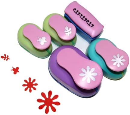 Kawendite Crafts Punch Set 5/8 1 Inch 1.5 Inch Flowers Paper Punches Chrysanthemum Leaf Punches Set,Pack of 5