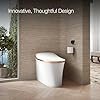 KOHLER K-77795-0SG Eir Comfort Height One-Piece Elongated, Dual-Flush, Smart Toilet with Bidet Built In, White with Sunrise Gold Trim