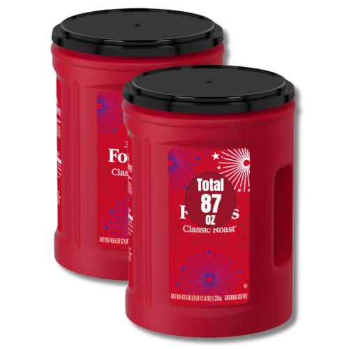 Folgres Classic Medium Roast Ground Coffee, Pack of 2, 43.5 Oz Each, Rich Smooth Ground Coffee for Home, Office & Everyday Brewing
