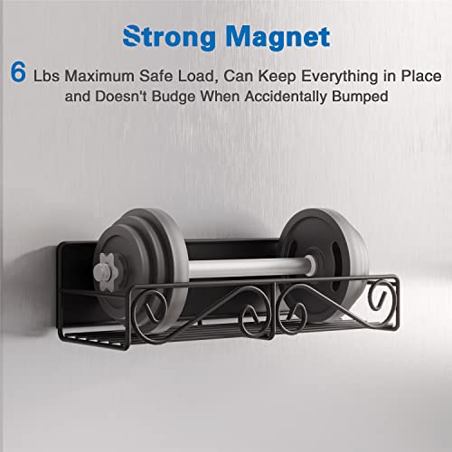 Thipoten Magnetic Spice Rack For Refrigerator, 4 Pack Strong Magnetic Shelf For Spices, Jars, Bottles, Perfect Space Saver For Small Kitchen/Apartment - Black #TOP1