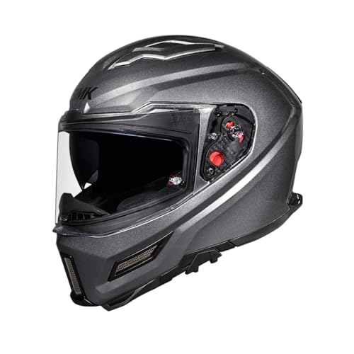 Image of SMK Agnar Solid ISI DOT & ECE 06 Certified Full Face Helmet with Pinlock 30 Antifog Visor (Anthracite Gun Grey - S)