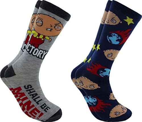 Family Guy Stewie Victory Men s Casual Crew Socks 2 Pair Pack Shoe Size 6-12